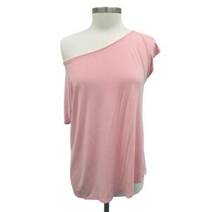 Sarin Mathews Pink Off Shoulder Slouchy Top Womens XXL Stretch Casual Blouse